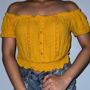 Yellow Cute Crop Top
